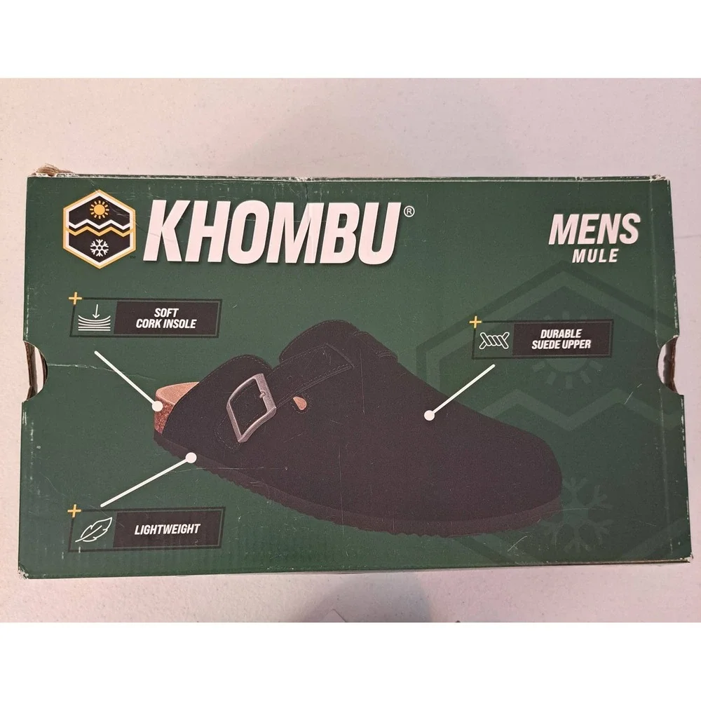 Khombu Damian Mule Mens 9 Black New Suede Cork Insole Buckle Clog 1253-462